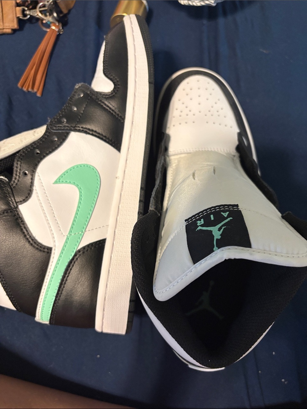 Jordan Black, White & Mint Green High-Top Sneakers